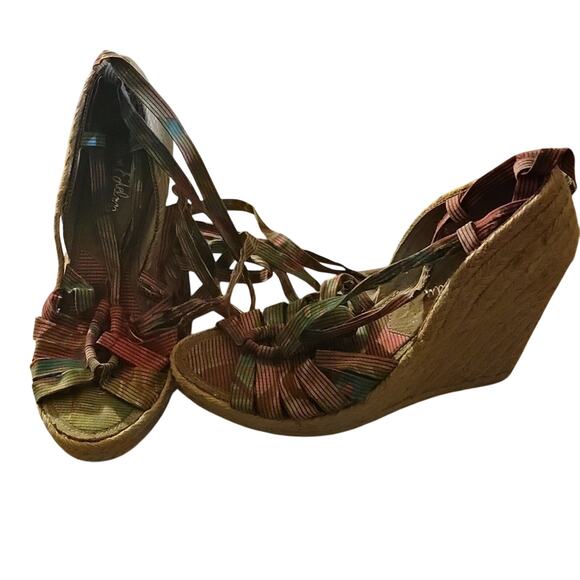 Sam Edelman Espadrille Wedges Women's 11 Multicolor Lace Up - Picture 1 of 4